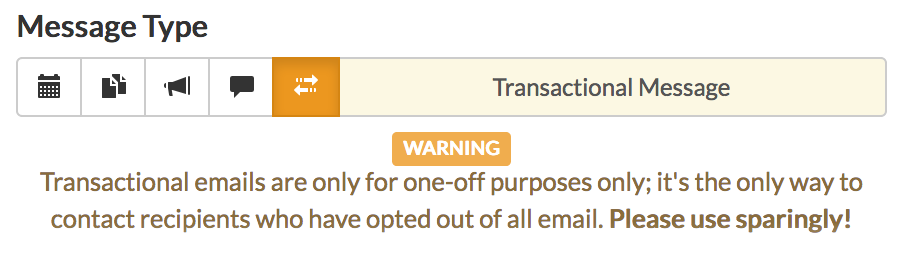 Transactional email warning