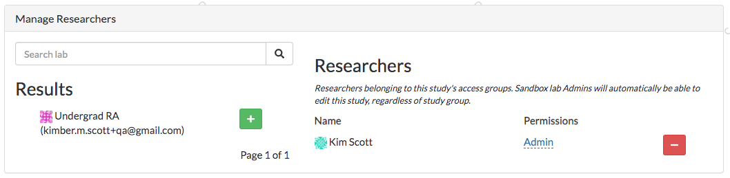 Adding researcher to study