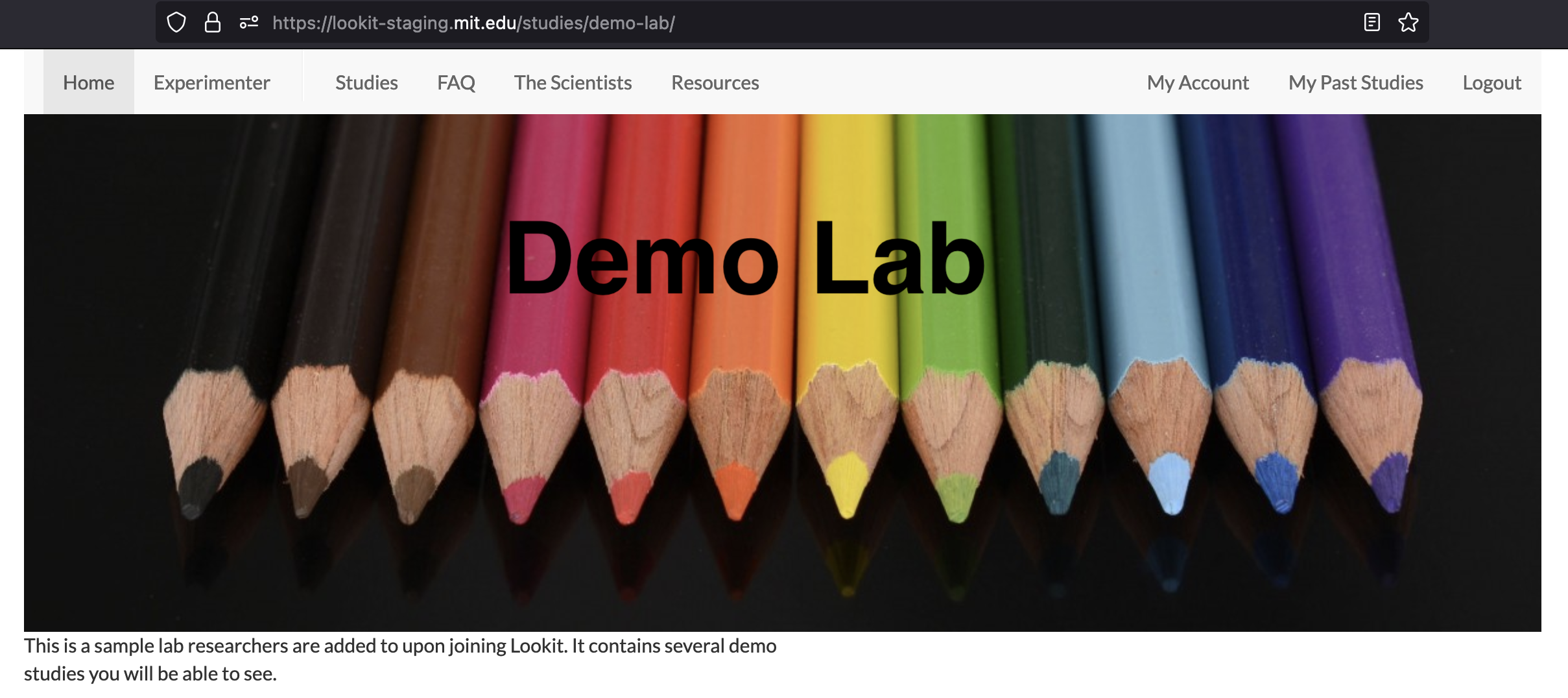 Demo Lab page with wide banner image