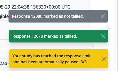 Notifications for tally status change.