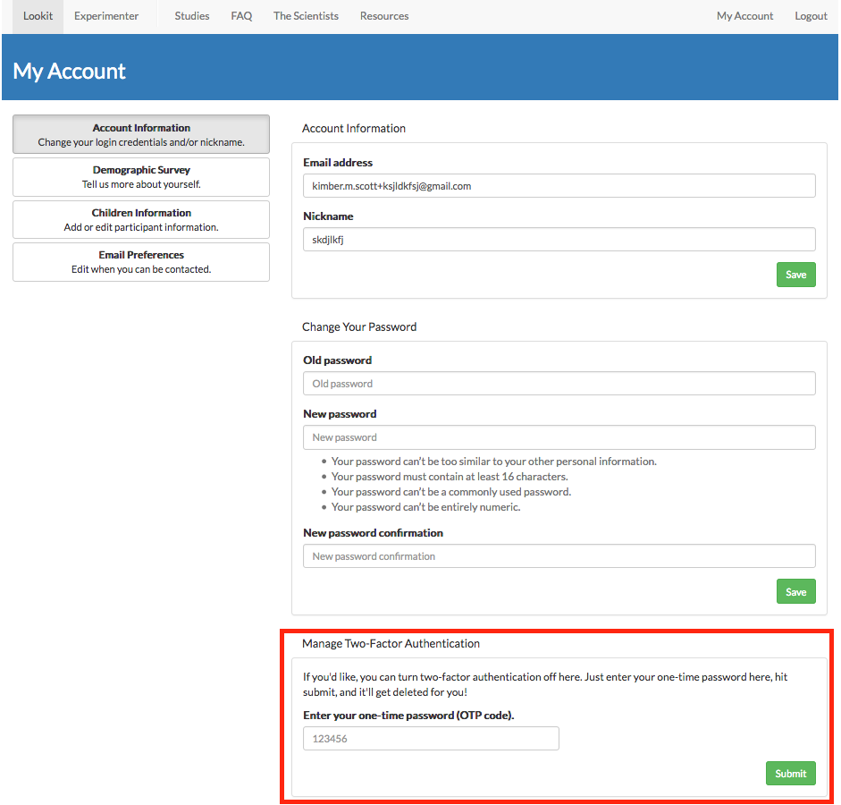 2FA management on login page