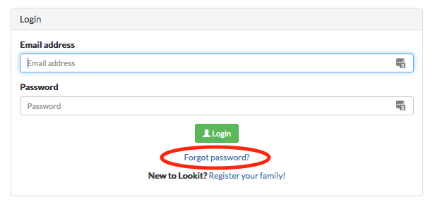Password reset link on login view