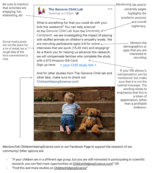 Sample Facebook post for a CHS study