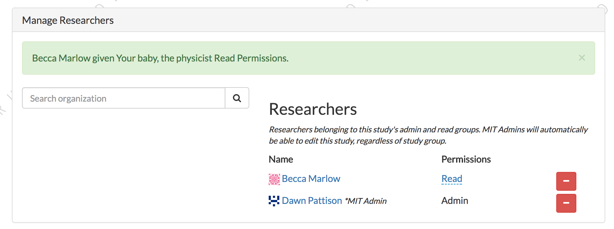 Adding researcher to study