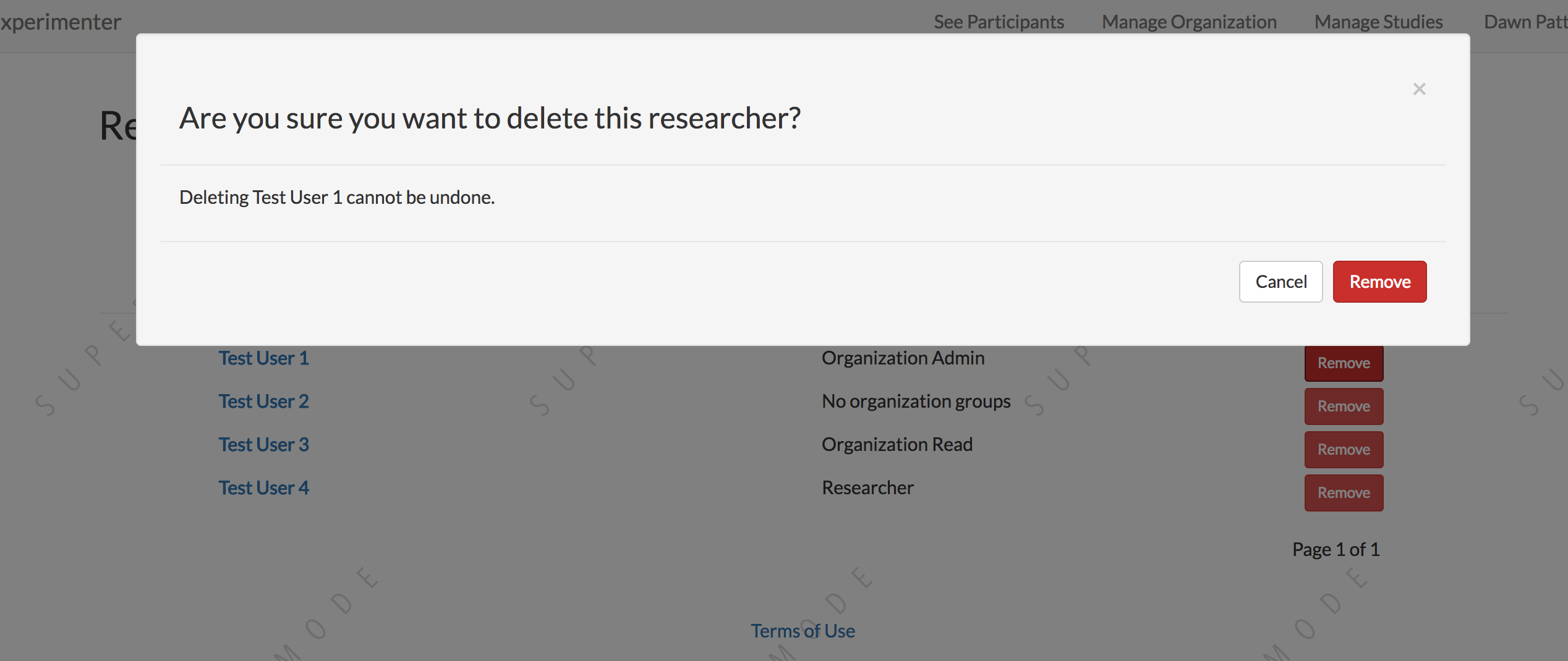 Deleting a researcher