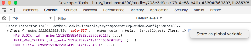 Ember debugger save variable