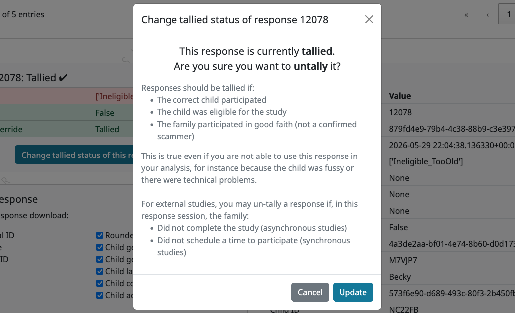 Notifications for tally status change.
